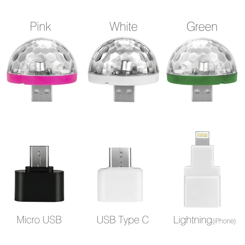 ZjRight USB мини микрофон с разноцветными светодиодными лампами внешний аккумулятор