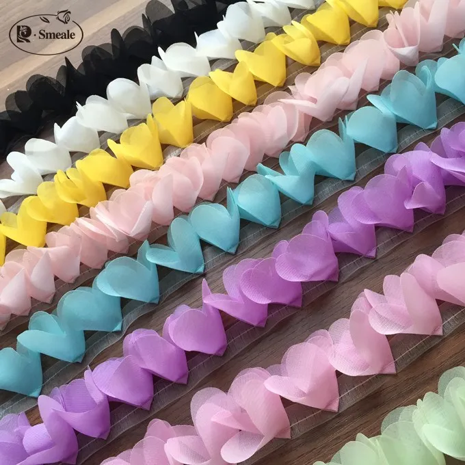 5 Yard/Lot 3D Chiffon Flowers Lace Trim Fabric 3.5cm Wedding Shoes Child Clothes Skirts DIY Accessories RS1112 | Дом и сад