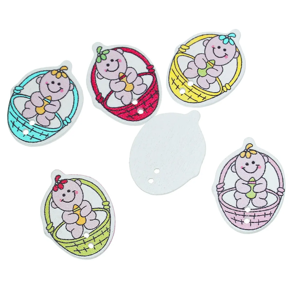 Wood Sewing Button Scrapbooking Cradle Baby At Random Two Holes 30.0mm(1 1/8&quot) x 23.0mm( 7/8&quot) 100 PCs 2015 new | Дом и сад