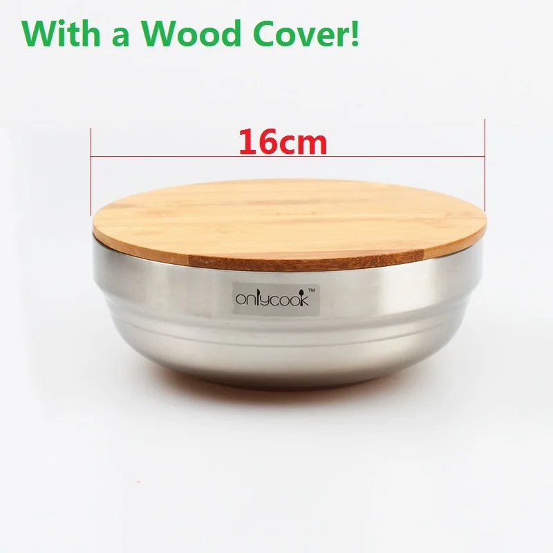 16cmWoodCover 1 шт Анти-обжигание анти-падение углубление современная мода SUS 304 нержавеющая сталь чаша экологически чистый дом отражающая изоляция - Цвет: 16cmWoodCover