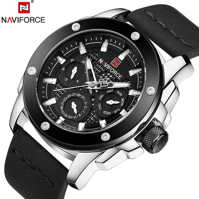 NAVIFORCE для мужчин наручные часы мужские лучший бренд класса люкс Хронограф КОЖА