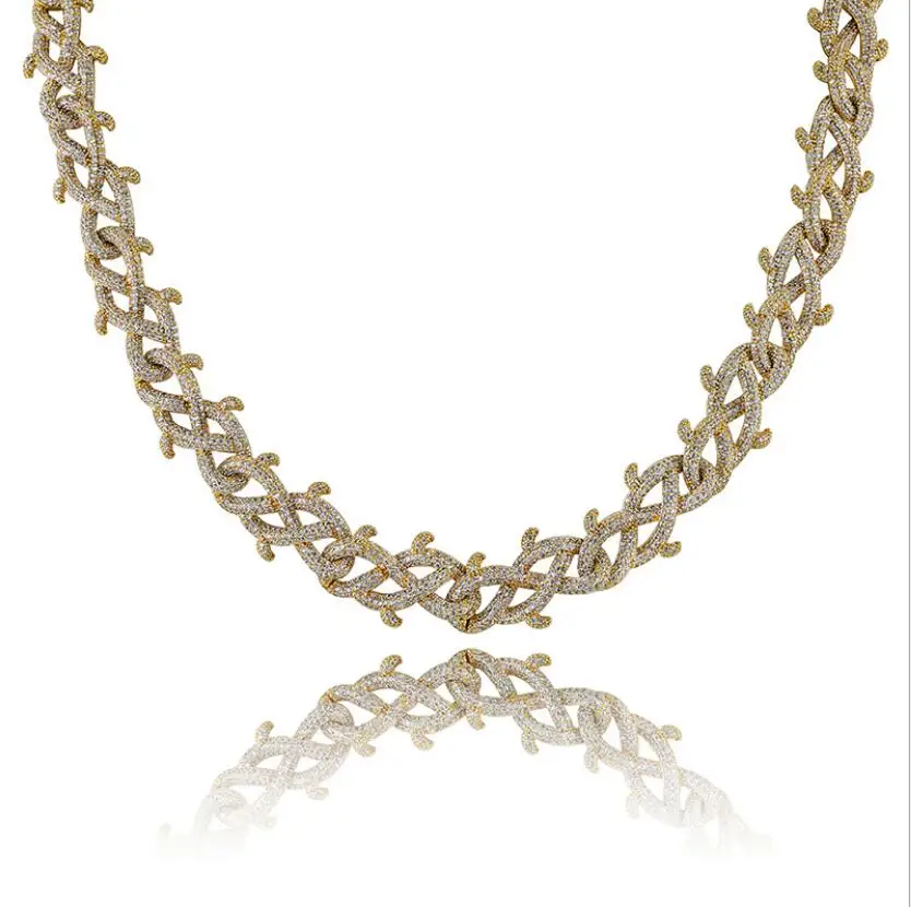 Ювелирные изделия 18KGold покрытые полностью Iced Out AAA кубического циркония мужские цепочки хип хоп ювелирные изделия подарок вечерние ювелирные изделия