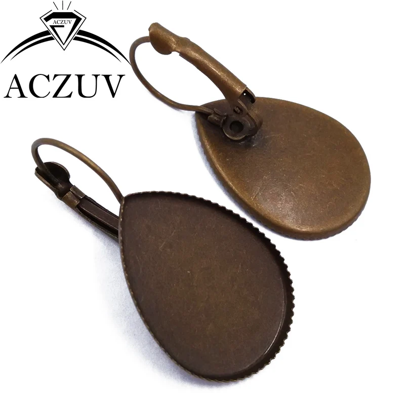 

Antique Bronze 200pcs 10x14mm 13x18mm 18x25mm Teardrop Cabochon Setting French Leverback Earrings Blank Bezel Base TLB004