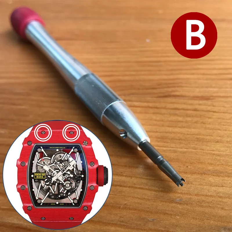 B Стальная специальная отвертка для Audemars Piguet, Bvlgari, Bulova, IWC, Richard Mille, Rocks, Omega watch parts tools - Цвет: B