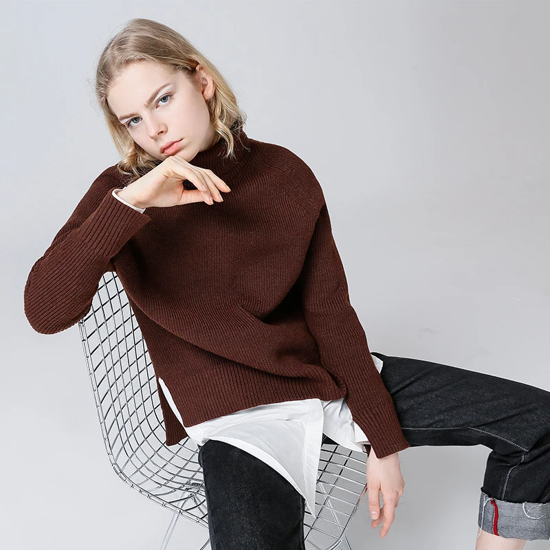 Toyouth Slim Sweater Women 2019 Autumn Spring Knitted Patchwork Long Sleeve Turtleneck Knitting Pullover Womens Sweaters | Женская