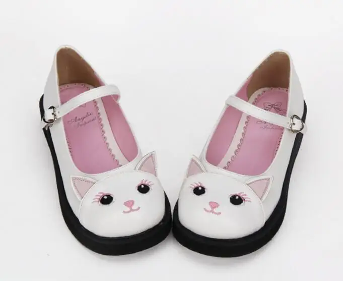 Женщины Японский Стиль Смазливая Cat Украшенные Низком Каблуке Обувь С Пряжкой