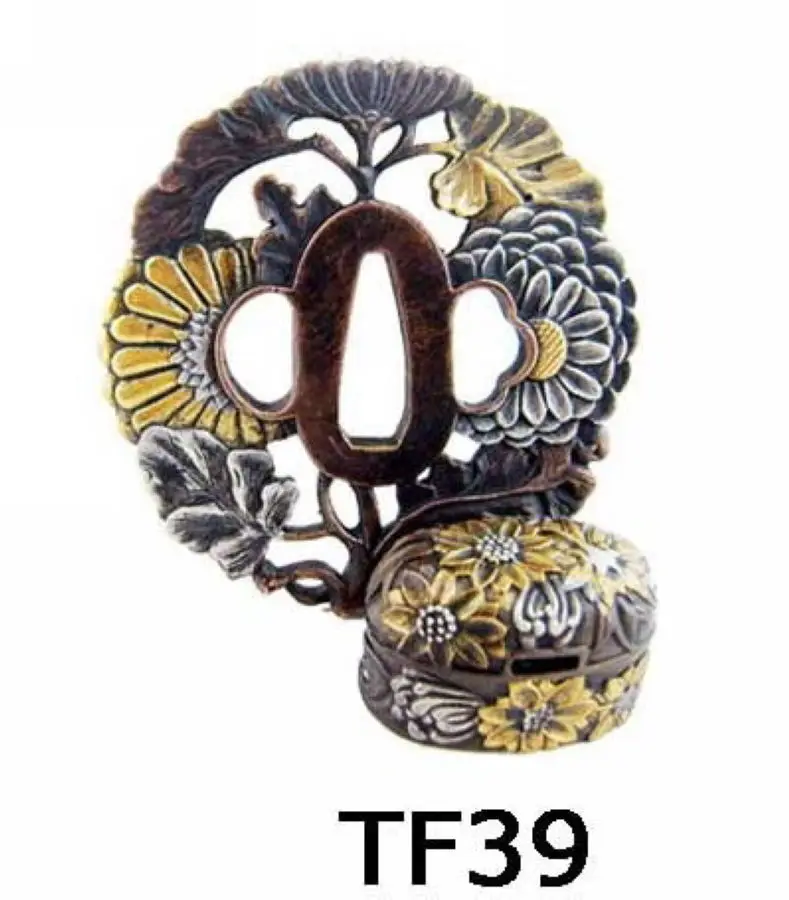 Новый красивый фитинг полый гравировочный цветок Tsuba для обслуживания японского
