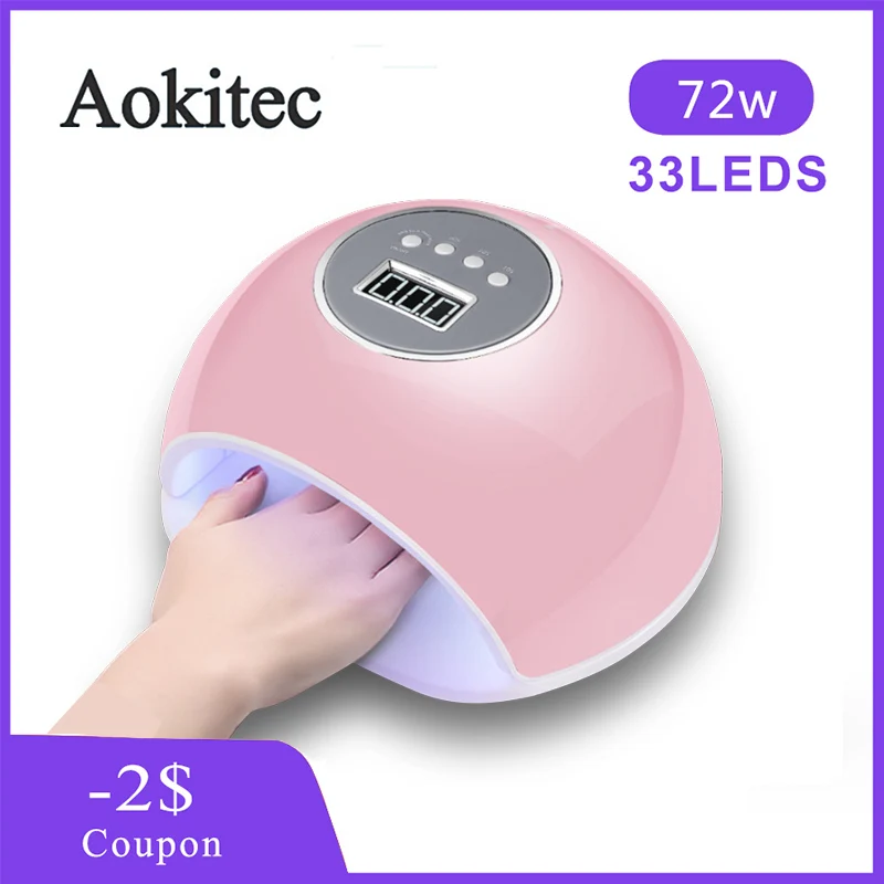 Aokitec Сушилка для ногтей 72 Вт УФ светодиодный ЖК дисплей умный автоматический