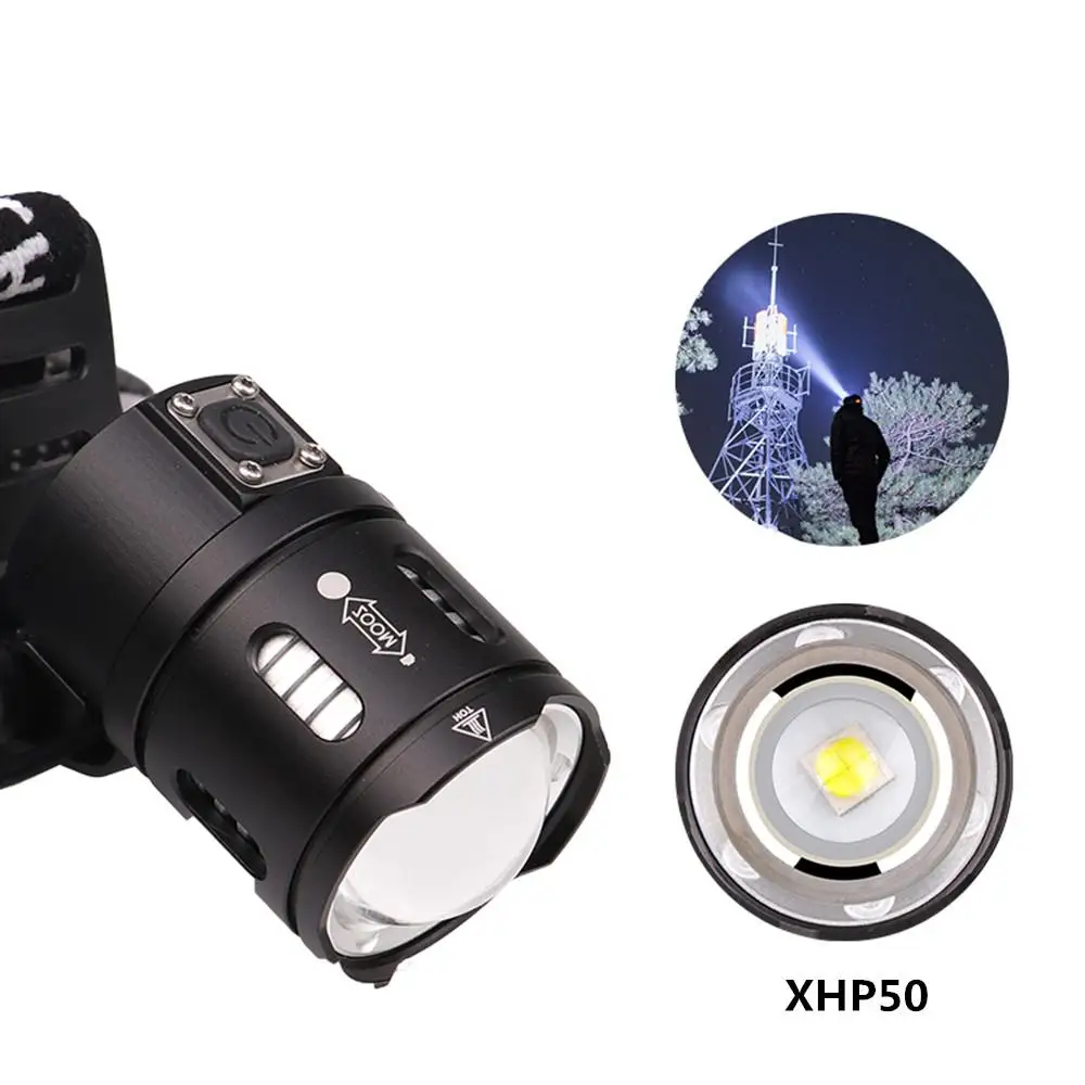 50000 люмен Мощный светодиодный XPL-V6 налобный фонарь XHP50 6500K белый светильник налобный фонарь USB Перезаряжаемый Мощный светодиодный налобный фонарь с зумом