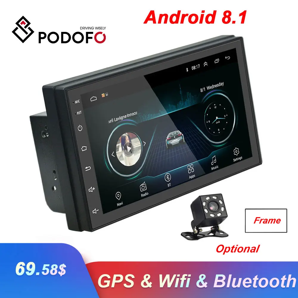 Podofo 2 Din 7 ''Android автомобильный Радио gps Bluetooth MP5 мультимедийный плеер FM wifi Авто Аудио Универсальный резервный монитор Авторадио