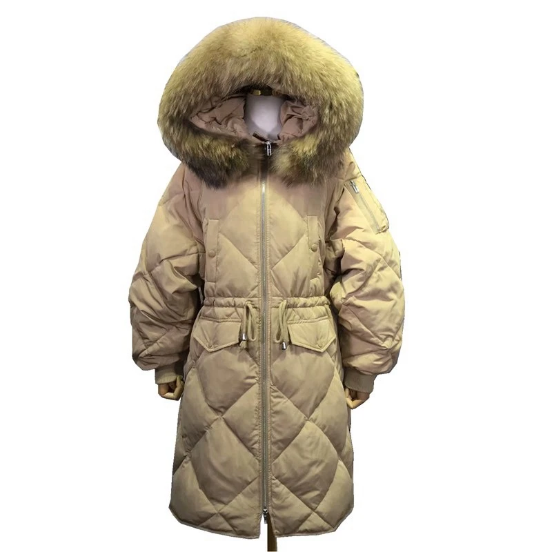 (TopFurMall) Европейская зимняя женская парка пуховые пальто 80% вниз Подлинная