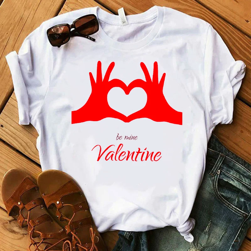 Новое поступление женская футболка с графическим принтом Love Hand забавные летние