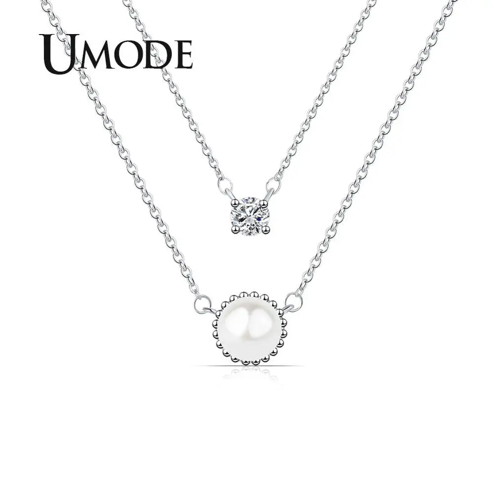 Круглые жемчужные ожерелья UMODE корейские многослойные ожерелья-цепочки для