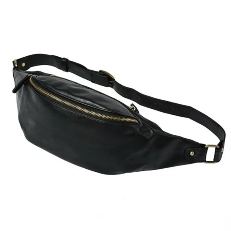 Men PU Leather Fanny Pack New Soild Color Zippers Crossbody Waist Bag Fashionable Male's Traveling Handy Hip Belt Pouch Hot Sale | Багаж и