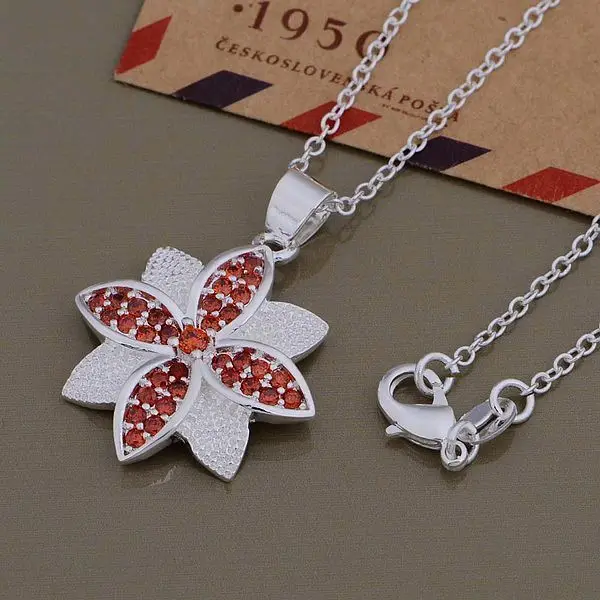 An1003 Hot 925 Sterling Silver Necklace Fashion Jewelry Pendant Red Petal /hogaqfna Bssakjza | Украшения и аксессуары