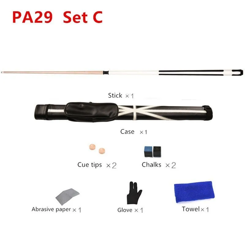 PA29 Set C 58 дюймов бильярдный снукер кленовый кий для пула палка 10/11. 5/12. 75 мм с наконечником кия для мяча с аксессуарами - Цвет: PA29 Set C