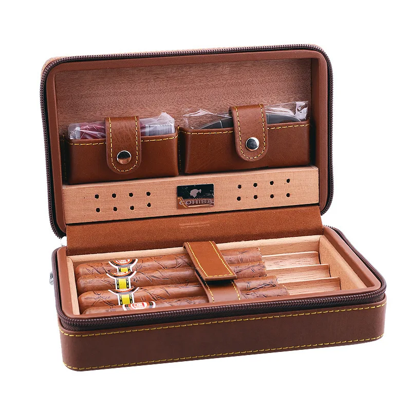 COHIBA Высокое Класс кедрового дерева аксессуары для сигар влаги коробка кожа