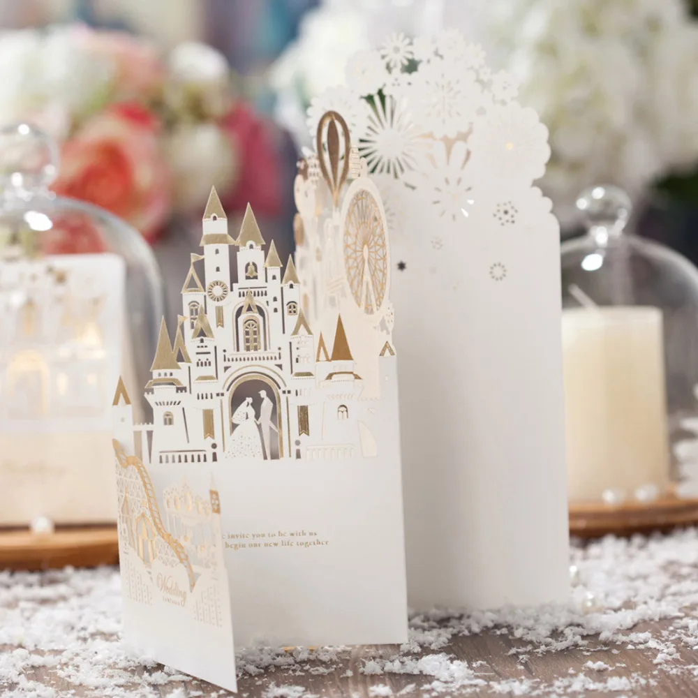 50 шт. открытки приглашения на свадьбу цвета шампанского|3d laser cut card|cards 3d3d card |