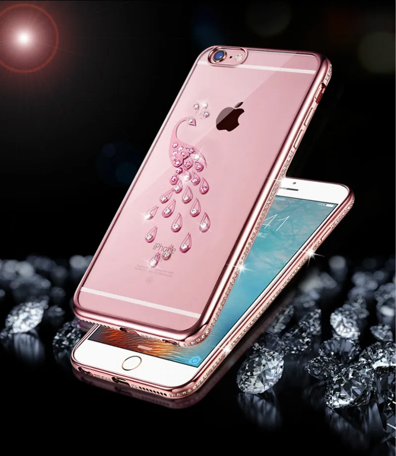 Новый силиконовый чехол со стразами для iPhone 6 6S / Plus блестящий милый роскошный с 3D