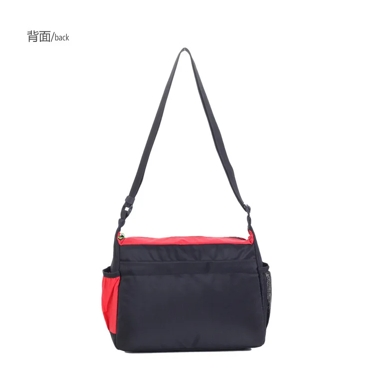 One shoulder inclined across new sports recreation bag in summer |
