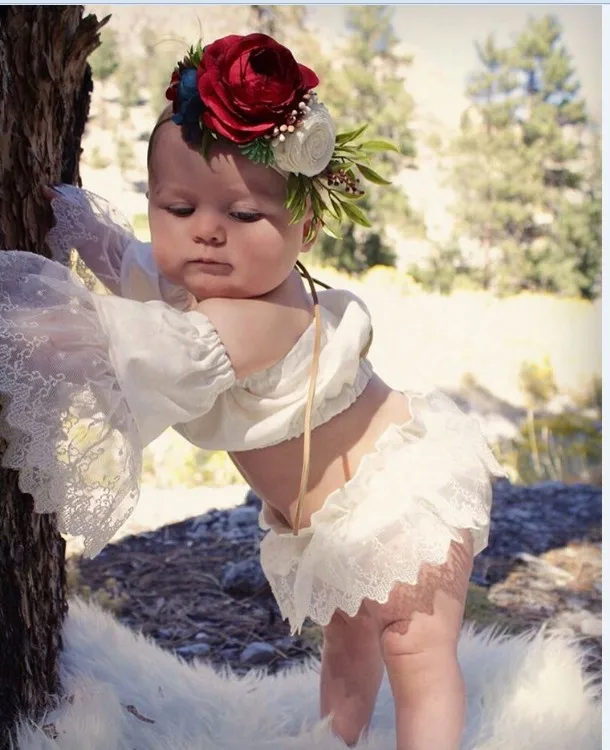 Дети Летом Кружева Наборы Девочки off плечи Футболки с кружевом короткие брюки 2017