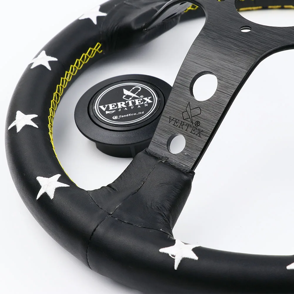 Золотой и Белый Вышивка 13 дюймов Vertex Forever черный натуральная кожа Drift спортивные Рули