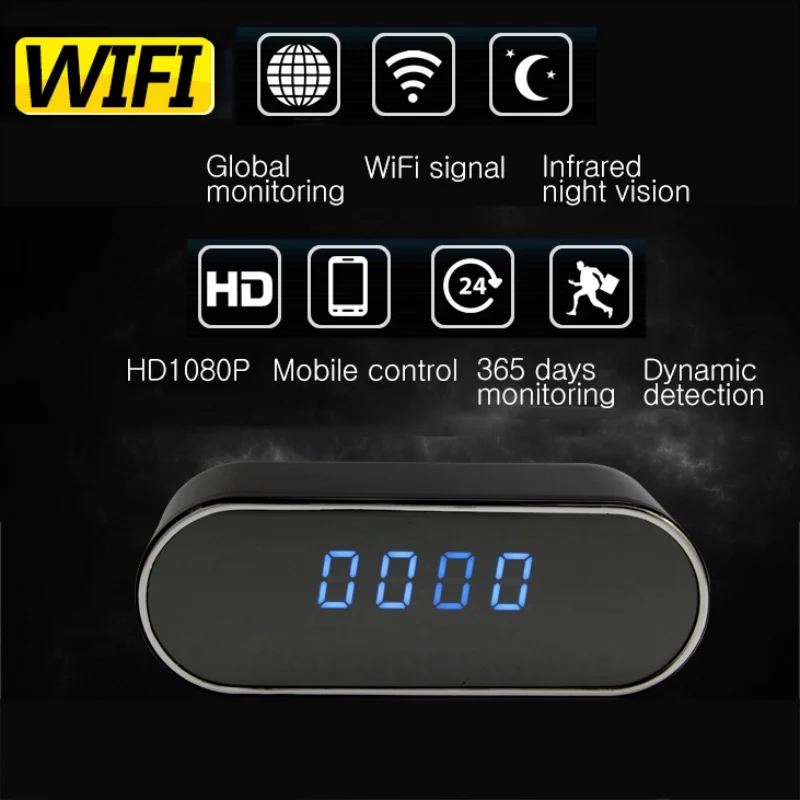 Настольные часы камера с будильником HD 1080P мини ИК ночное видение Wi Fi IP DV DVR