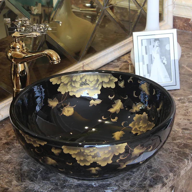 

China Handmade Lavabo Washbasin Art wash basin Ceramic Counter Top Wash Basin Bathroom Sinks vintage vanity sink