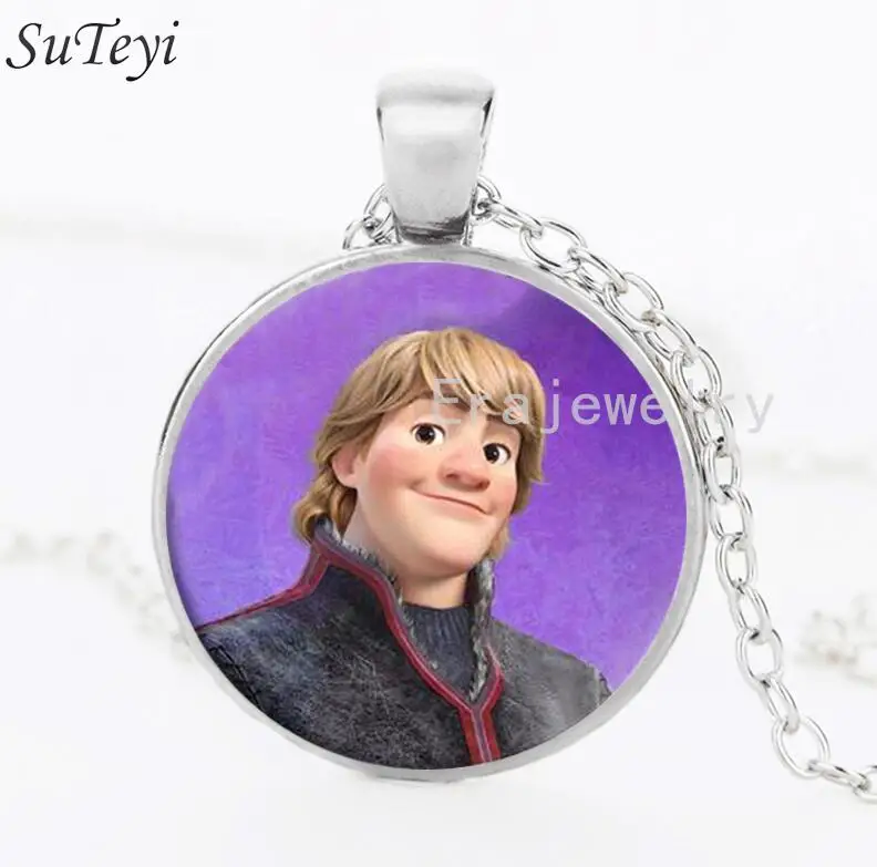 silver SUTEYI новейшее серебряное ожерелье Эльза Анна Олаф мультфильм ювелирные изделия круглое ниспадающее ожерелье на шею девушки цепочка для ошейника для детей подарок - Окраска металла: silver