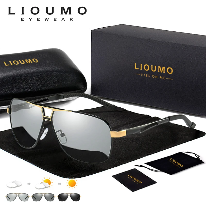 LIOUMO, авиация, HD, для вождения, фотохромные солнцезащитные очки, мужские, поляризационные, анти-УФ, обесцвечивание, солнцезащитные очки для женщин, oculos de sol masculino