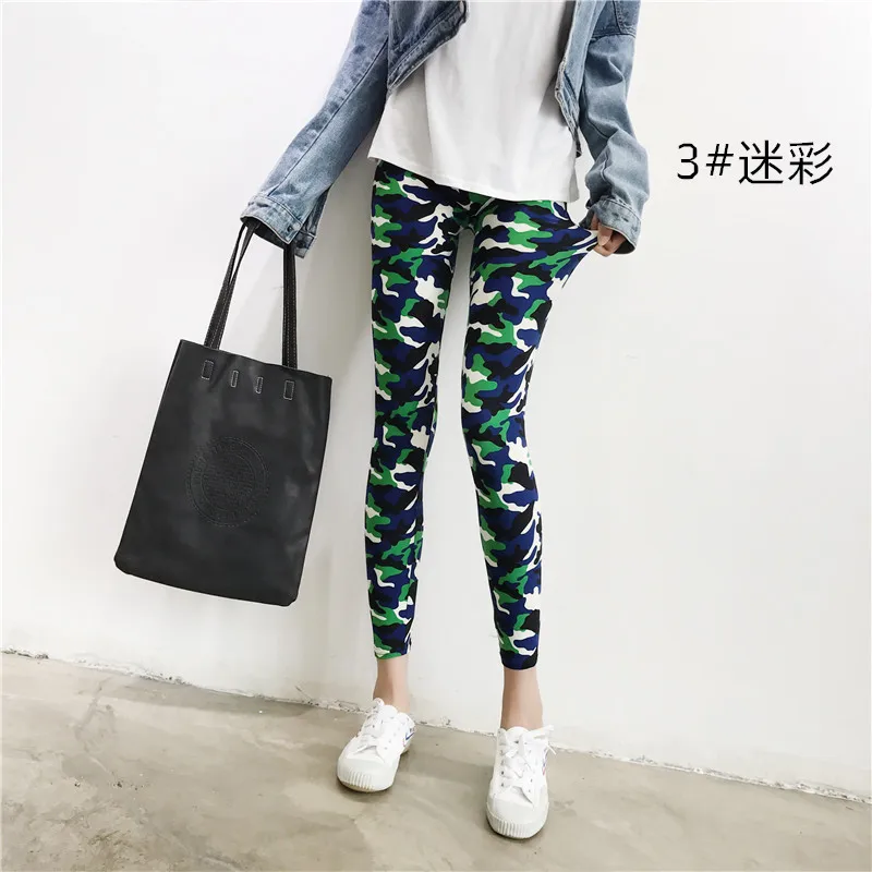 2021 Camouflage Womens for Leggins Graffiti Style Slim Stretch Trouser Army Green Leggings Deportes Pants | Женская одежда