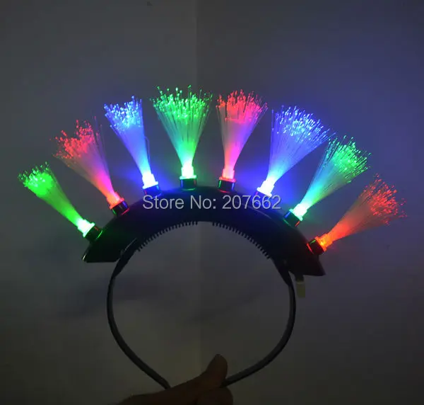 Светильник ящаяся повязка на голову Mohawk волоконно-оптический светодиодный