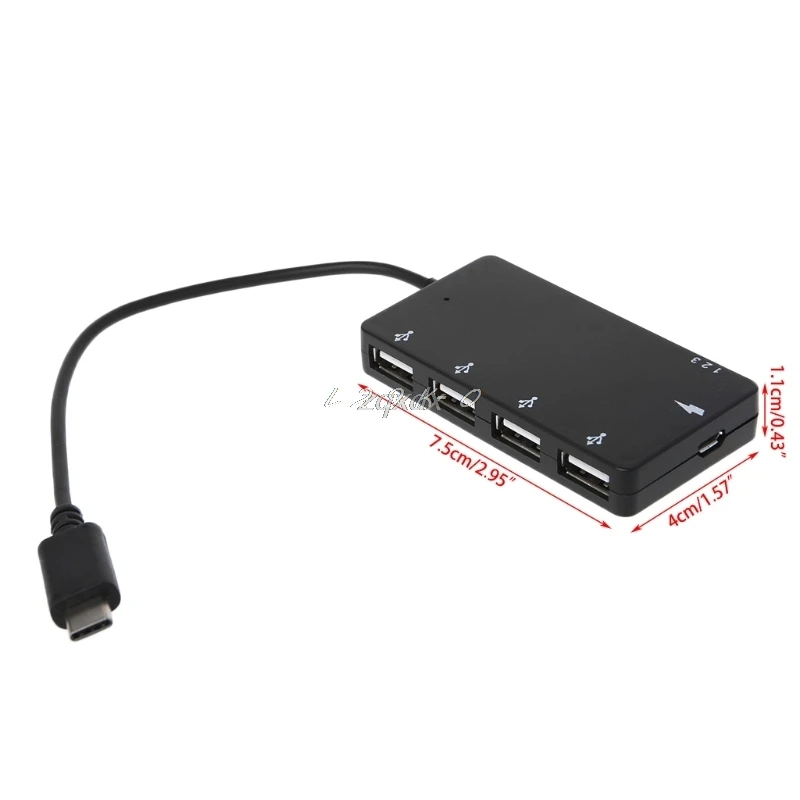 Высокоскоростной концентратор USB C с 4 портами OTG Type подставкой для телефона