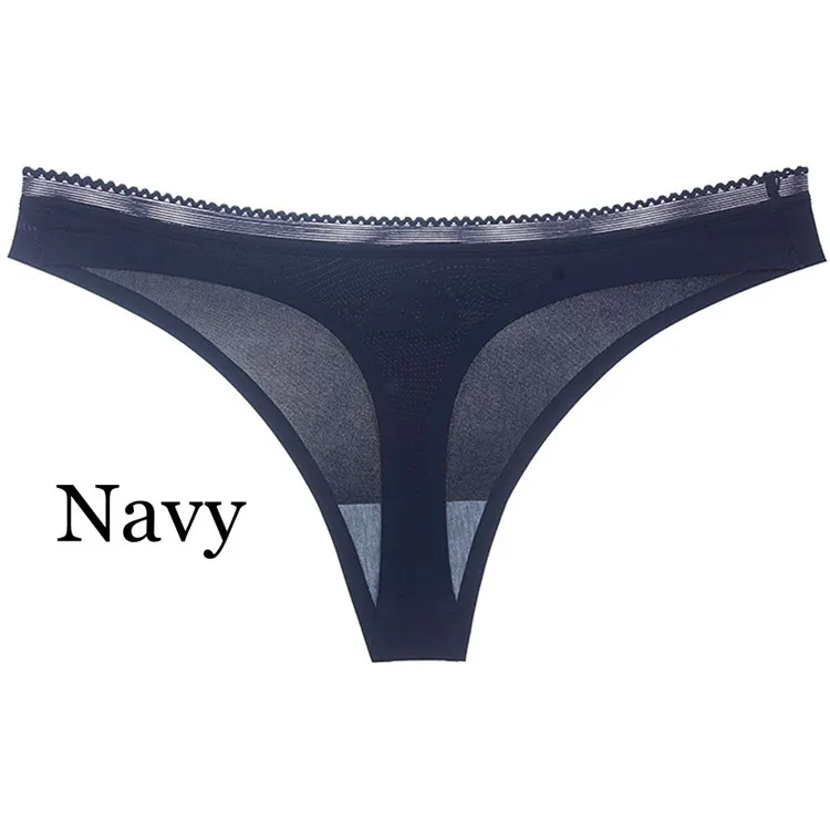 Style1-navy Горячее предложение, женское нижнее белье, сексуальные хлопковые трусики для женщин, стринги, одноцветные бесшовные стринги, трусики, нижнее белье - Цвет: Style1-navy