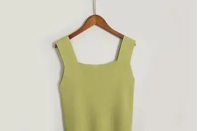 Жилет с широкими лямками зеленая вязаная куртка без рукавов женский жилет