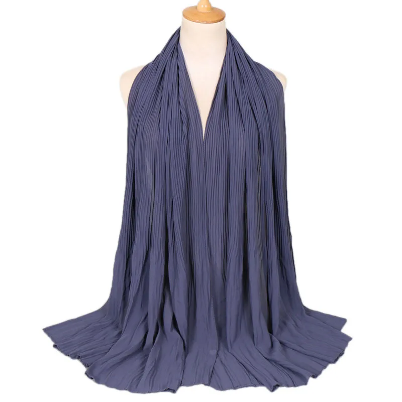17 Muslim Women Crinkle Hijab Shawl Female Headscarf Plain Chiffon Islamic Turban Instant Scarf Ready To Wear Wrap Head foulard - Цвет: 17