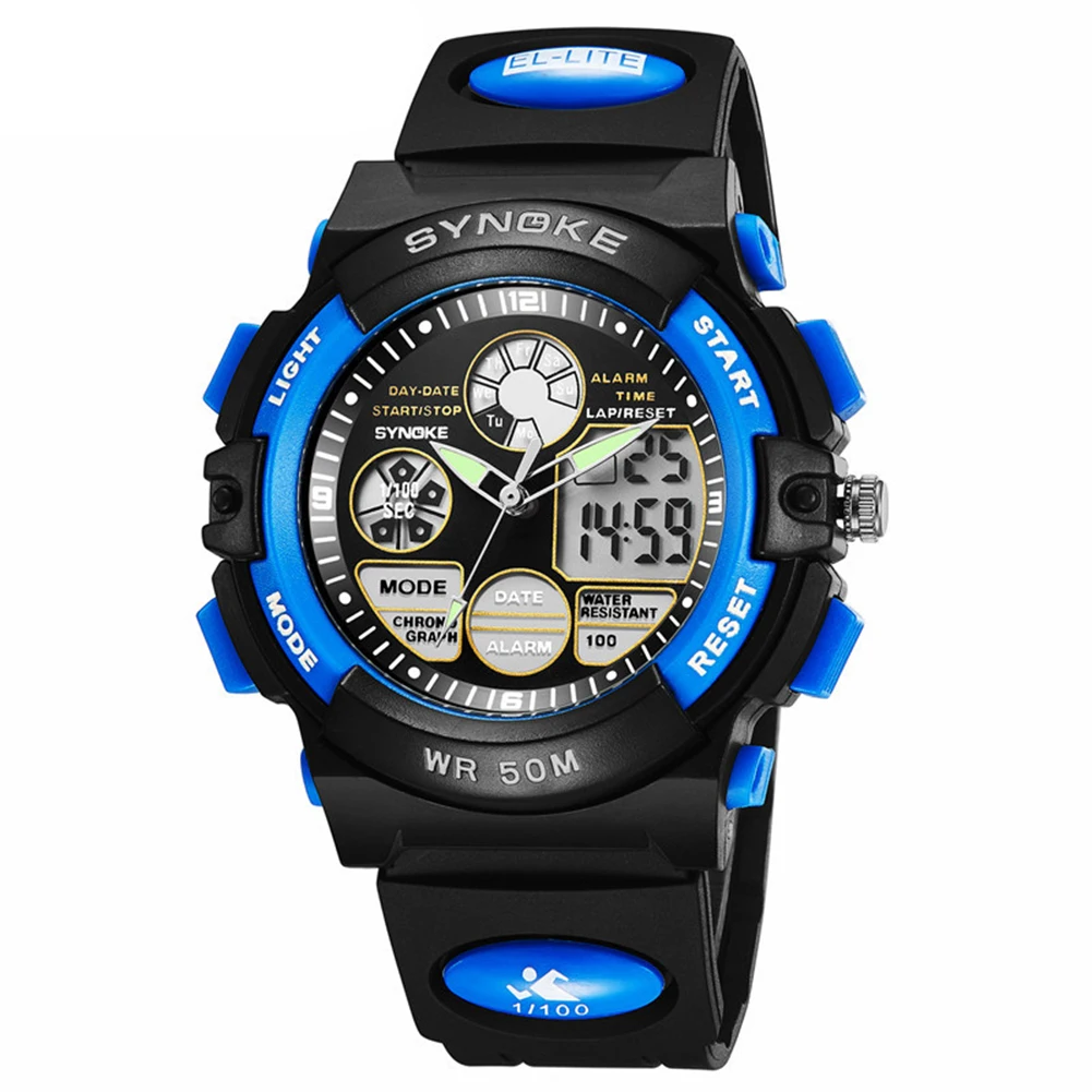 Waterproof Digital Analog Dual Time Date Alarm Luminous Kid children Boy Girl sport Electronics Wrist Watch dropshipping | Наручные часы