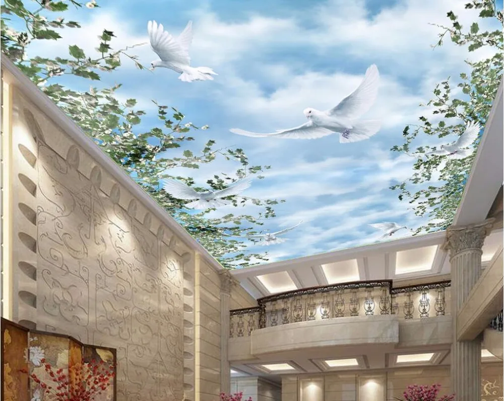 3d настенные фрески Настенные обои для стен 3 d потолочные домашний декор листья