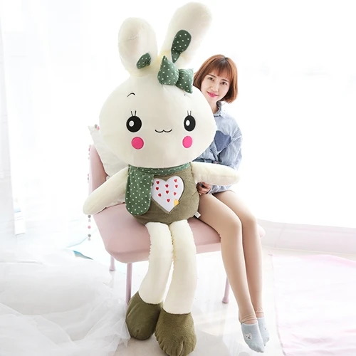 Dorimytrader кукла в виде плюшевого кролика Большая мягкая kawaii Мультфильм игрушка-кролик спящие куклы для девочки подарок 120 см 150 см 170 см - Цвет: Green Round Eyes