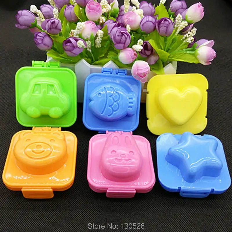 6 шт. красочная форма для риса Пластиковая в форме рыбы сердца звезды автомобиля