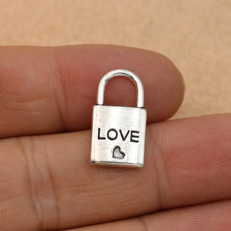 5pcs Antique Silver Plated Love Lock Charm Pendant fit Bracelet Necklace Jewelry DIY Making Accessories 11x20mm | Украшения и