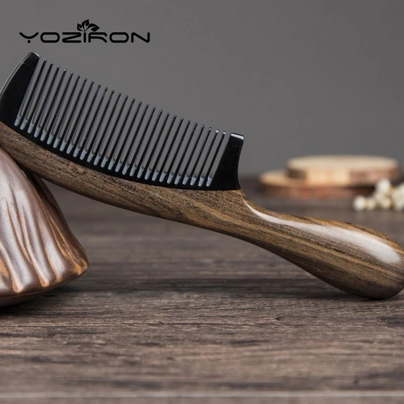 YOZIRON ручной работы натуральный бычий Рог Chacate Preto деревянная расческа для волос