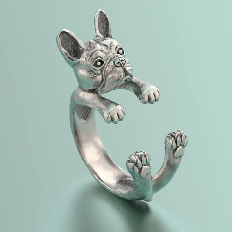 10 шт./лот Ретро панк Америка Бостон терьер кольцо свободного размера хиппи Булл