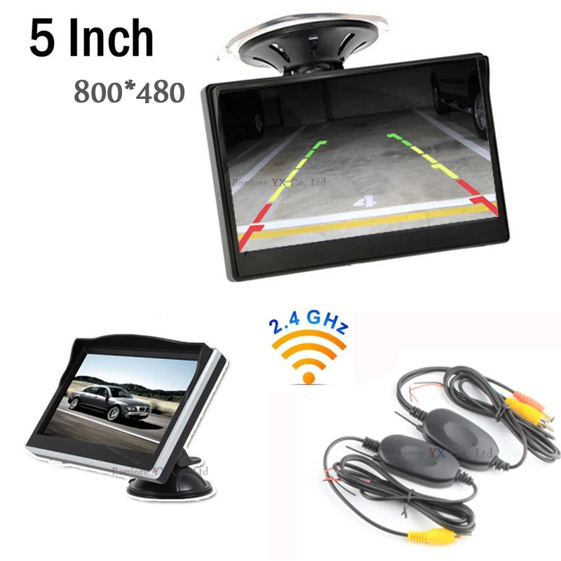 

Koorinwoo 2.4G Wireless 5 Inch Car Monitor TFT Digital Display Screen Vehicle Monitor Transmitter Receiver for Rearview camera
