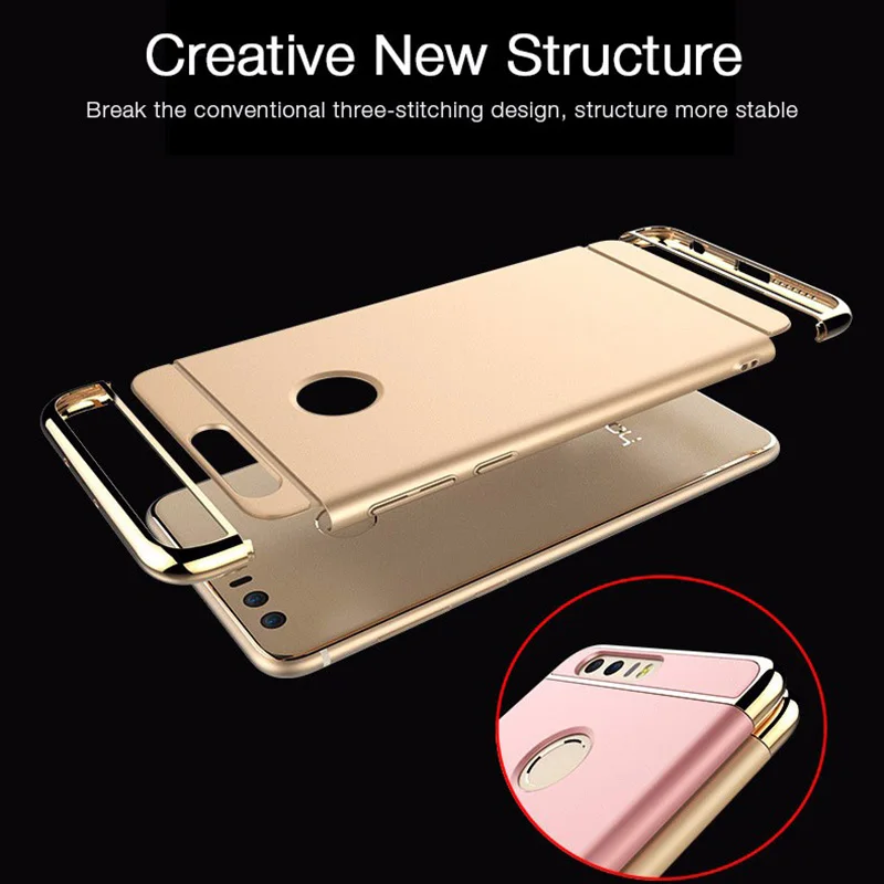 For Huawei Honor 8 Lite Case Bumper Gold Plating 360 Degree Full Protective Cell Phone Cover for Accessories Capa |