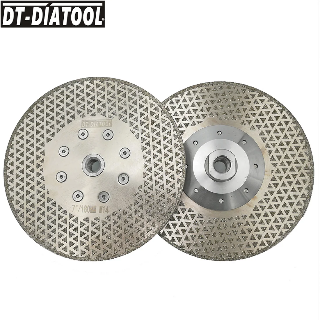 DT-DIATOOL 2pcs Electroplated Diamond Cutting Discs Stone Grinding Saw Blade Cutting Wheel M14 Flange for Marble tile 7
