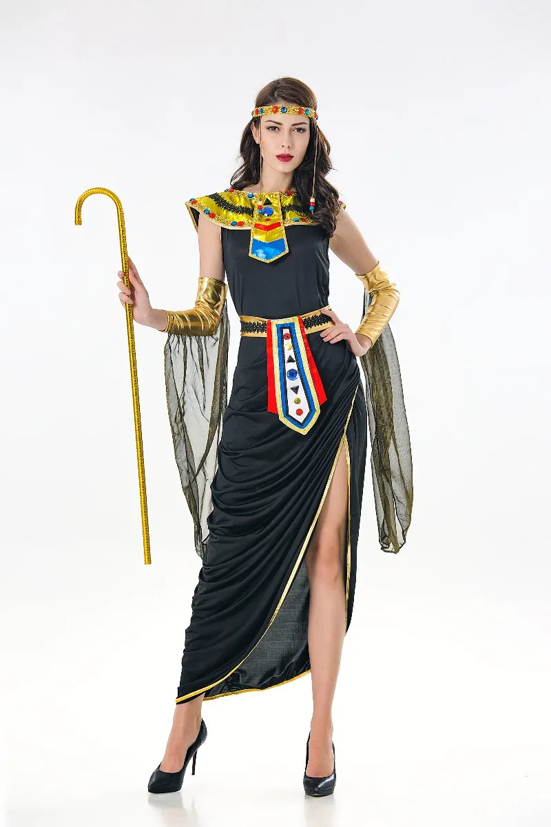 

Карнавечерние Хэллоуин Египетский костюм Клеопатра Женский взрослый Египет Косплей-костюмы королевы сексуальный Золотой маскарадный кос...