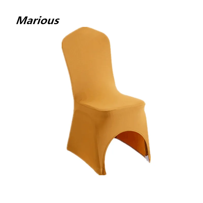 

Hot Sale 50pcs MARIOUS gold chair cover stretch spandex with 4 Pockets Wholesale Free Shipping Factory price