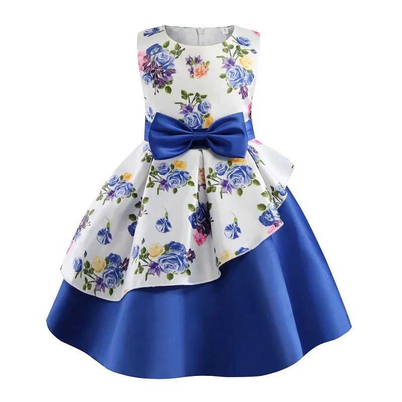 

Christmas Satin Rose Flower Girl Dresses Design Ball Gown Kids Bridesmaid Pageant Dresses With Bow For Girls the first time