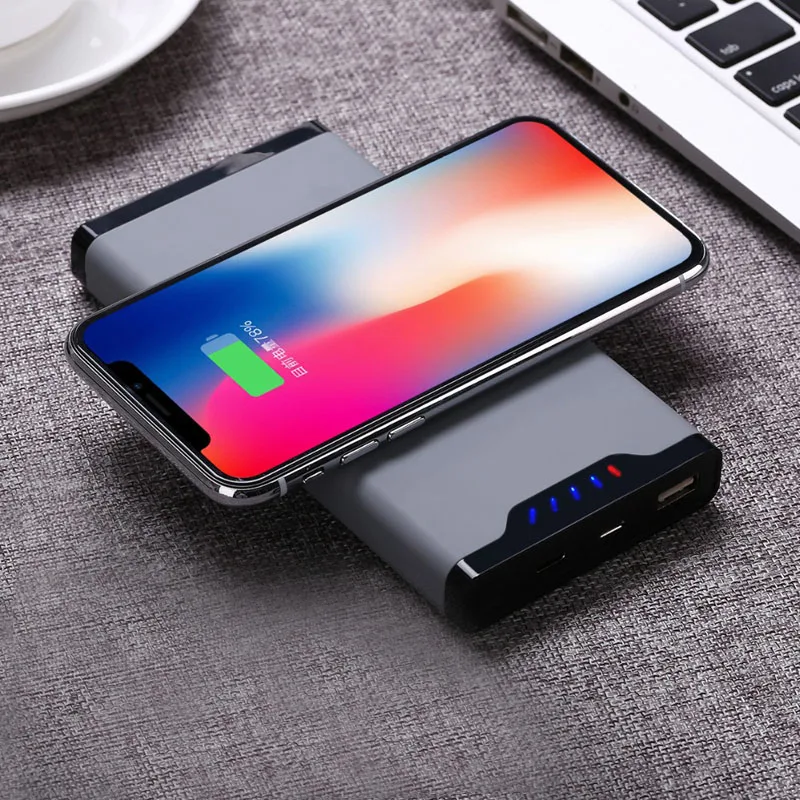 2018 Qi Беспроводное зарядное устройство 10000 мАч портативный USB внешний аккумулятор